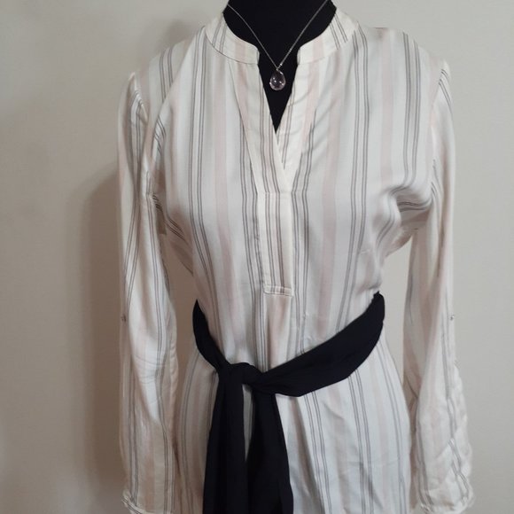 Chemisier / Tunique blanc, rose et noir rayé small Camber et Grace - Picture 8 of 10